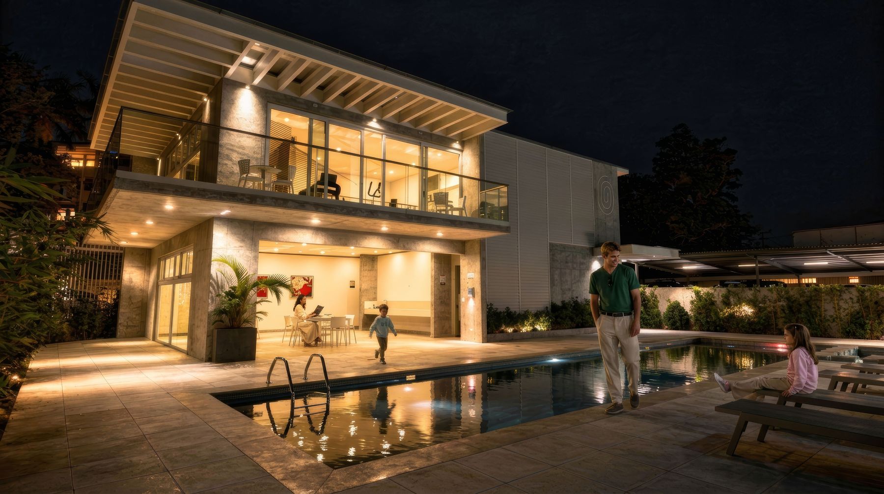 Pool and building exterior at Uruka Point